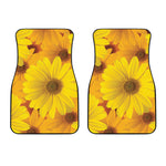 Yellow Daisy Flower Print Front Car Floor Mats