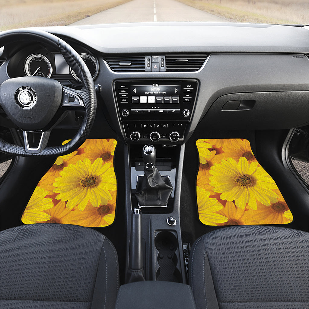 Yellow Daisy Flower Print Front Car Floor Mats