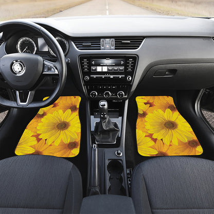 Yellow Daisy Flower Print Front Car Floor Mats