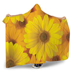 Yellow Daisy Flower Print Hooded Blanket