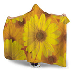 Yellow Daisy Flower Print Hooded Blanket