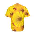 Yellow Daisy Flower Print Men's Baseball Jersey