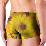 Yellow Daisy Flower Print Men's Boxer Briefs