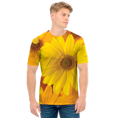 Yellow Daisy Flower Print Men's T-Shirt