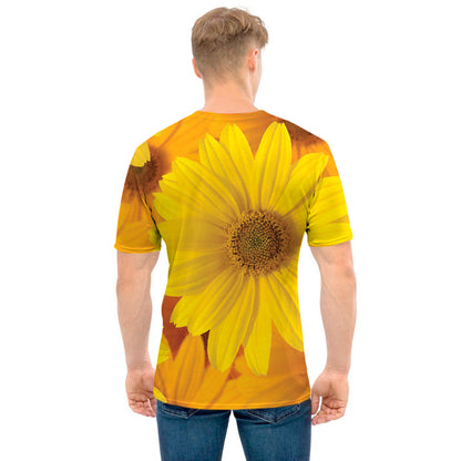 Yellow Daisy Flower Print Men's T-Shirt