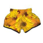 Yellow Daisy Flower Print Muay Thai Boxing Shorts