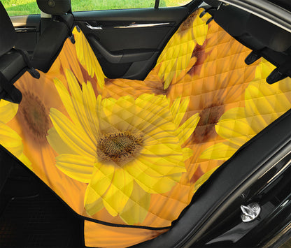 Yellow Daisy Flower Print Pet Car Back Seat Cover