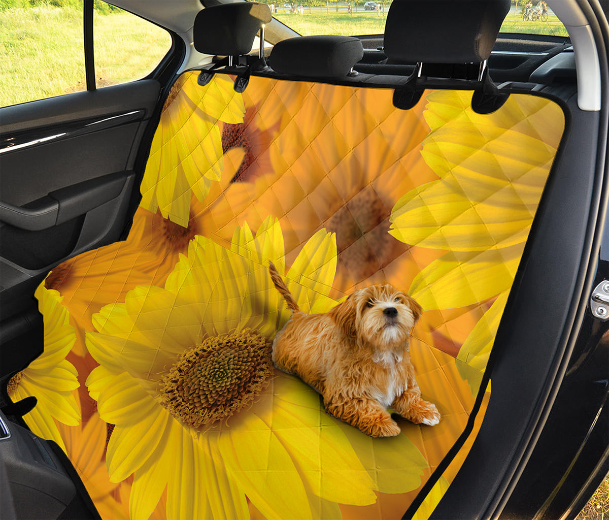 Yellow Daisy Flower Print Pet Car Back Seat Cover