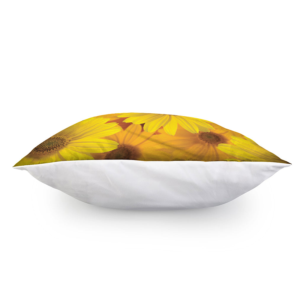 Yellow Daisy Flower Print Pillow Cover