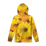 Yellow Daisy Flower Print Pullover Hoodie