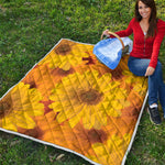 Yellow Daisy Flower Print Quilt