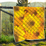 Yellow Daisy Flower Print Quilt