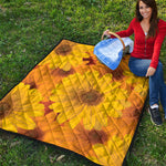 Yellow Daisy Flower Print Quilt