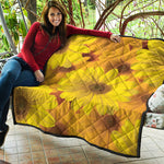 Yellow Daisy Flower Print Quilt
