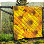 Yellow Daisy Flower Print Quilt