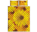 Yellow Daisy Flower Print Quilt Bed Set