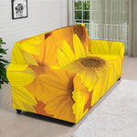 Yellow Daisy Flower Print Sofa Cover