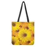 Yellow Daisy Flower Print Tote Bag