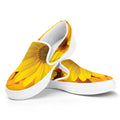 Yellow Daisy Flower Print White Slip On Sneakers