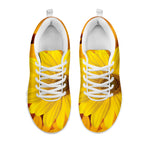 Yellow Daisy Flower Print White Sneakers
