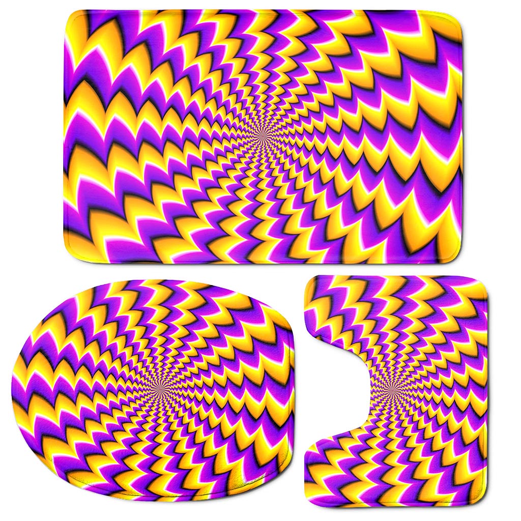 Yellow Dizzy Moving Optical Illusion 3 Piece Bath Mat Set