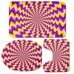 Yellow Dizzy Moving Optical Illusion 3 Piece Bath Mat Set
