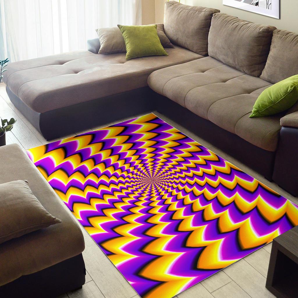 Yellow Dizzy Moving Optical Illusion Area Rug GearFrost