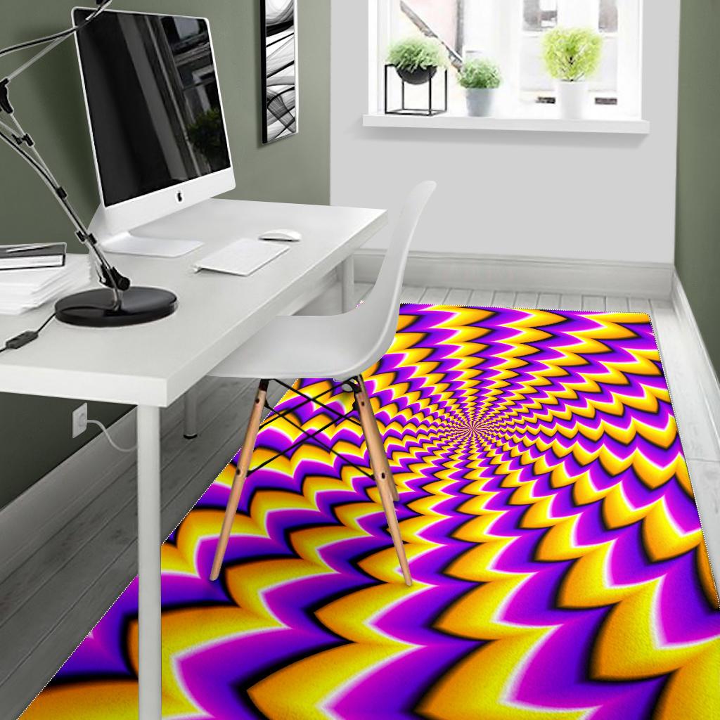 Yellow Dizzy Moving Optical Illusion Area Rug GearFrost