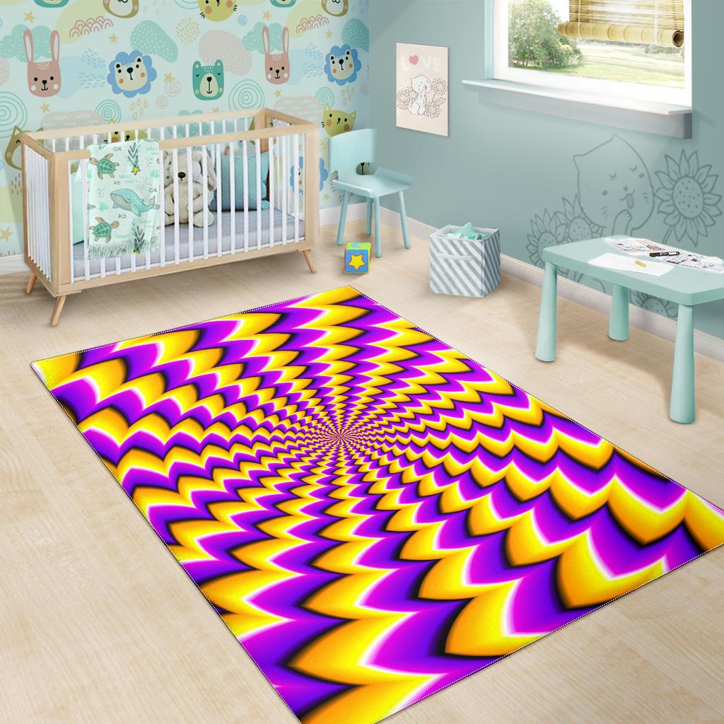 Yellow Dizzy Moving Optical Illusion Area Rug GearFrost