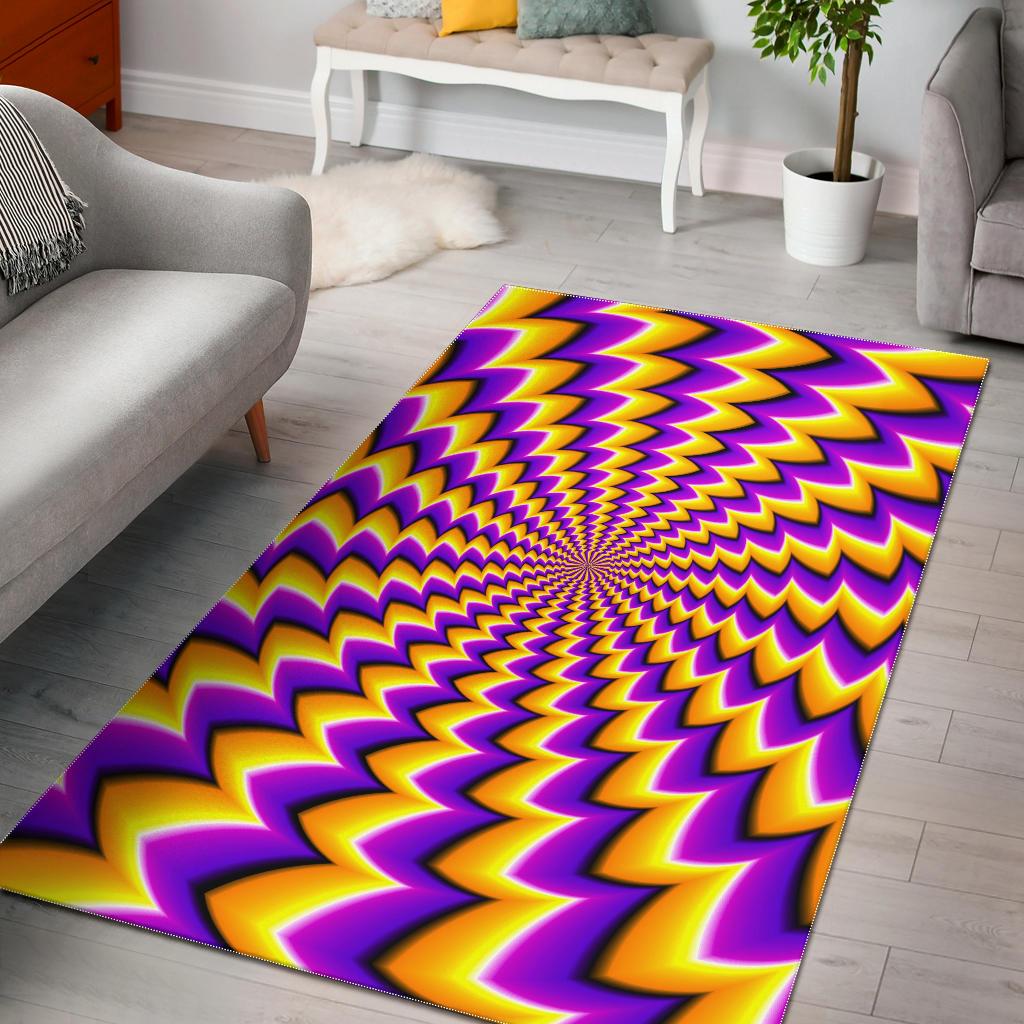 Yellow Dizzy Moving Optical Illusion Area Rug GearFrost