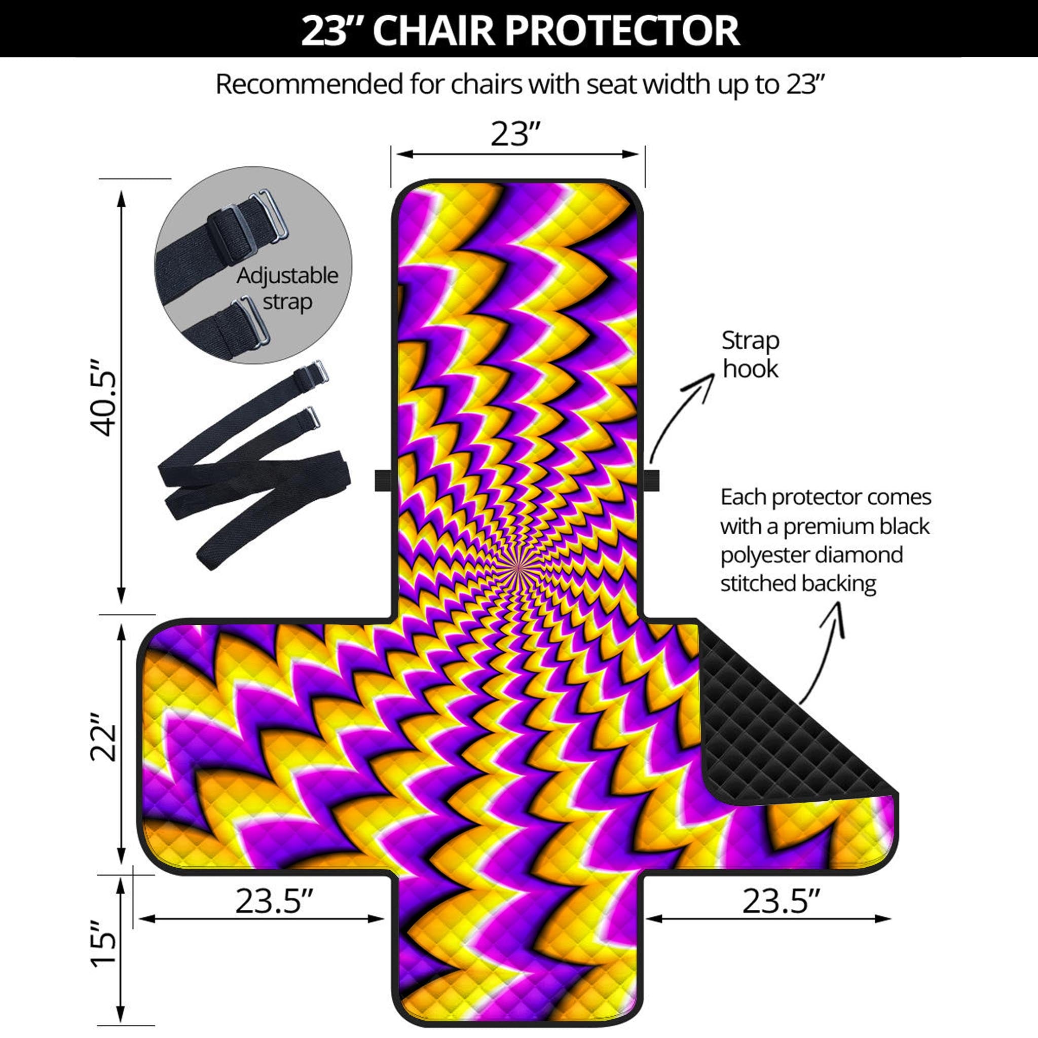 Yellow Dizzy Moving Optical Illusion Armchair Protector