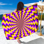Yellow Dizzy Moving Optical Illusion Beach Sarong Wrap