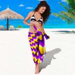 Yellow Dizzy Moving Optical Illusion Beach Sarong Wrap