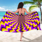 Yellow Dizzy Moving Optical Illusion Beach Sarong Wrap