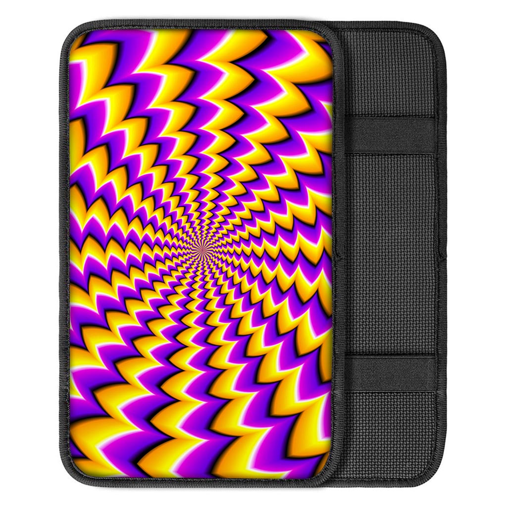 Yellow Dizzy Moving Optical Illusion Car Center Console Cover