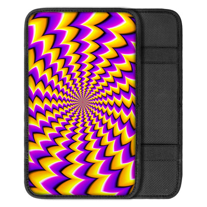 Yellow Dizzy Moving Optical Illusion Car Center Console Cover