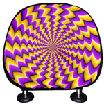 Yellow Dizzy Moving Optical Illusion Car Headrest Covers