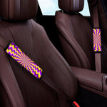 Yellow Dizzy Moving Optical Illusion Car Seat Belt Covers