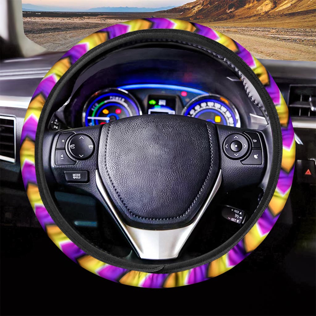 Yellow Dizzy Moving Optical Illusion Car Steering Wheel Cover