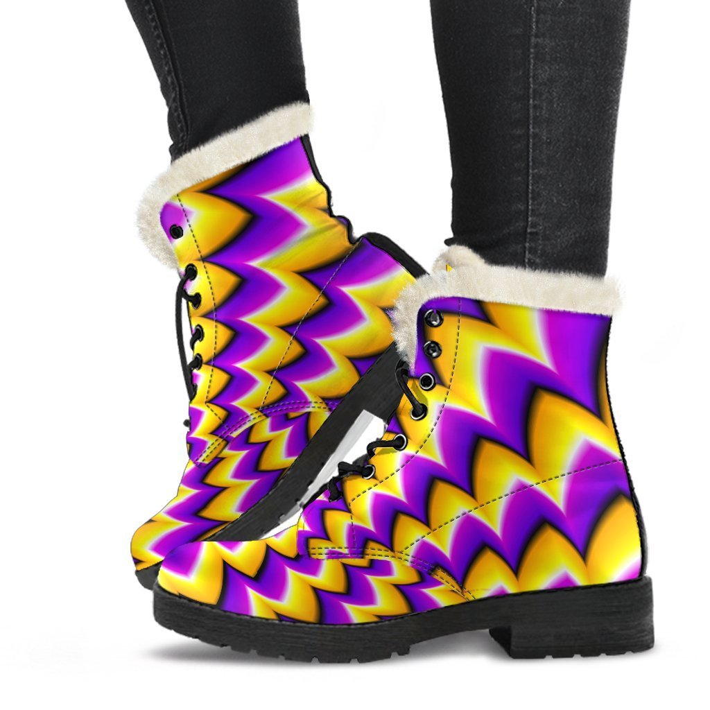 Yellow Dizzy Moving Optical Illusion Comfy Boots GearFrost