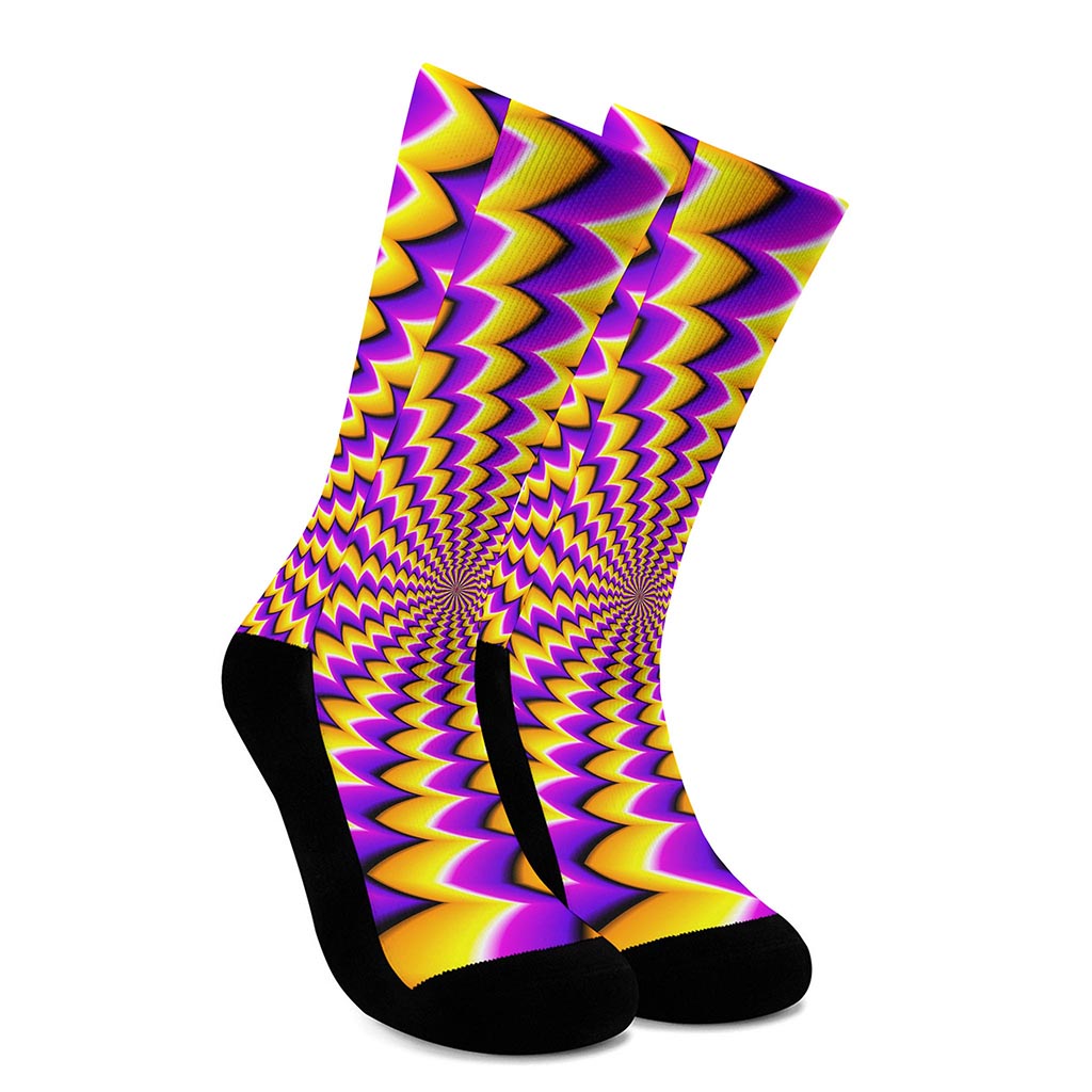 Yellow Dizzy Moving Optical Illusion Crew Socks