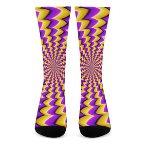 Yellow Dizzy Moving Optical Illusion Crew Socks