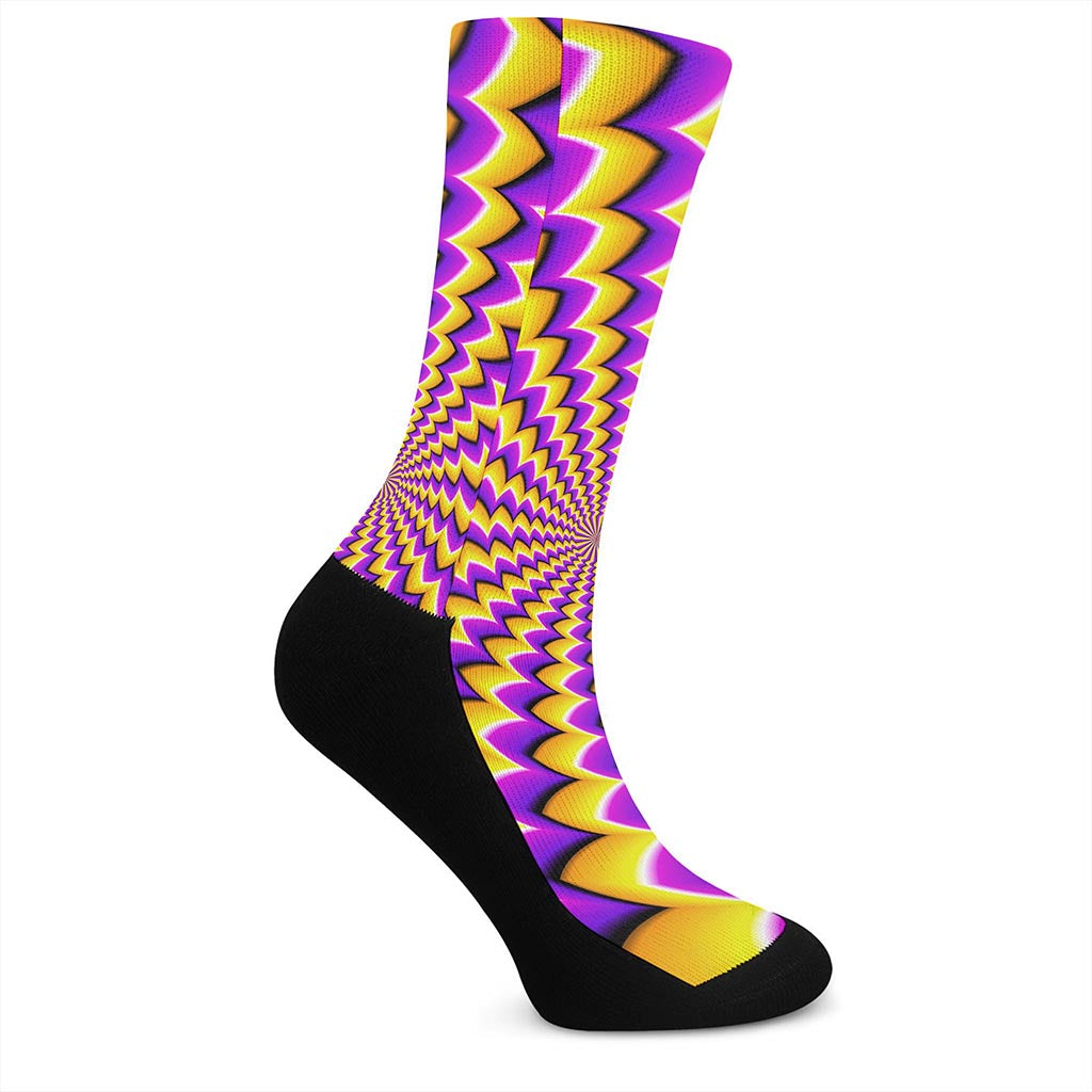 Yellow Dizzy Moving Optical Illusion Crew Socks