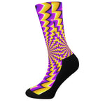 Yellow Dizzy Moving Optical Illusion Crew Socks