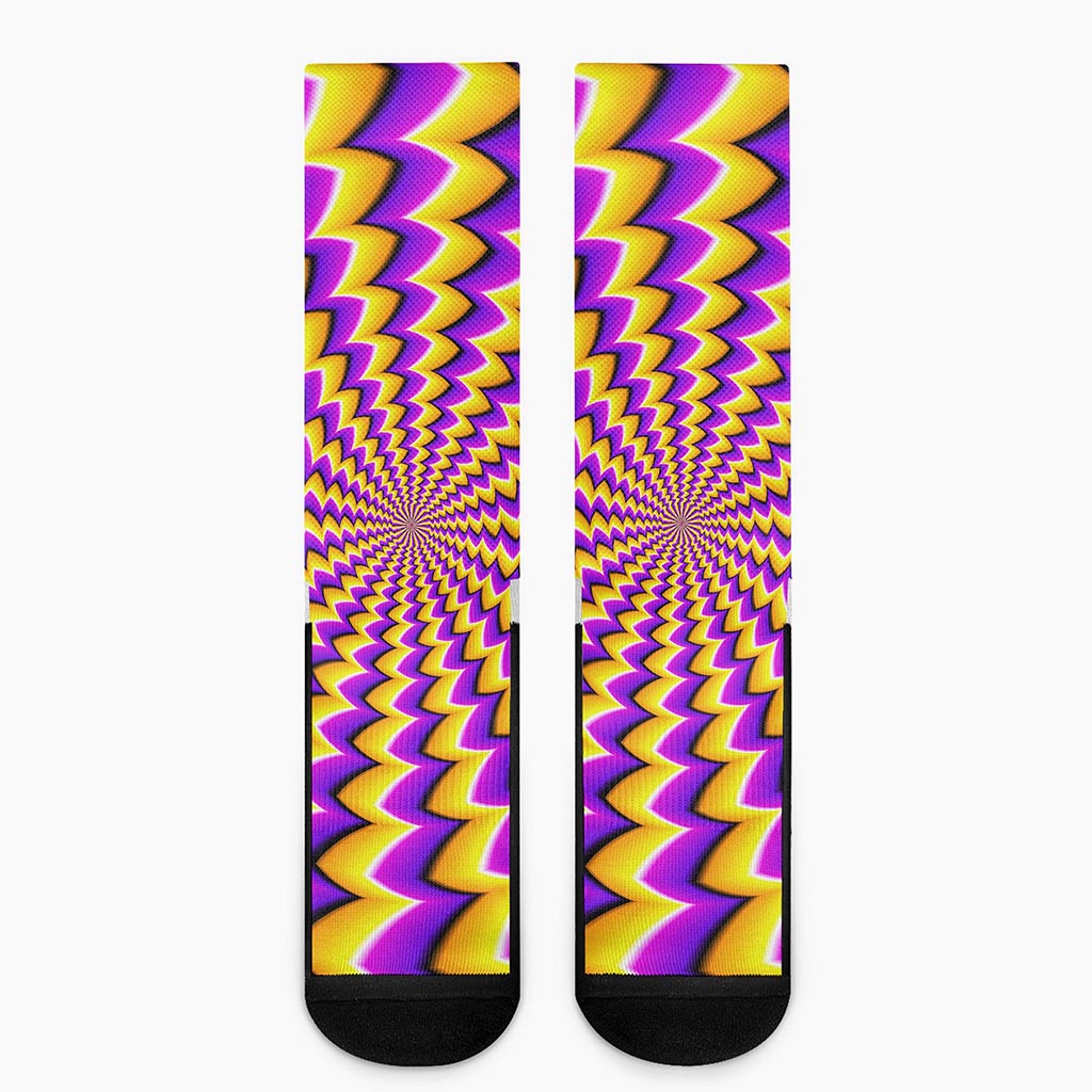 Yellow Dizzy Moving Optical Illusion Crew Socks