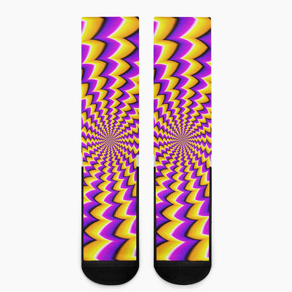 Yellow Dizzy Moving Optical Illusion Crew Socks