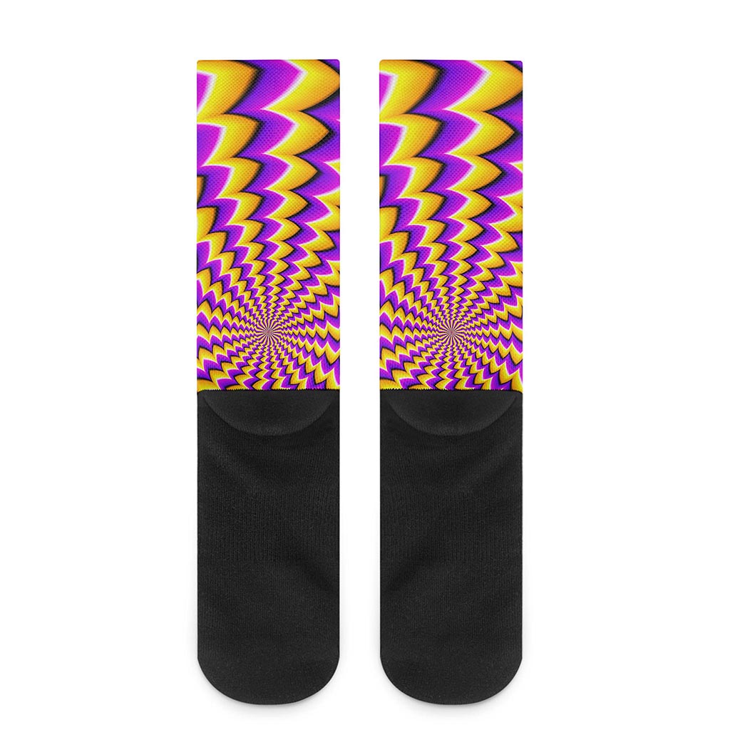 Yellow Dizzy Moving Optical Illusion Crew Socks