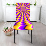 Yellow Dizzy Moving Optical Illusion Dining Chair Slipcover