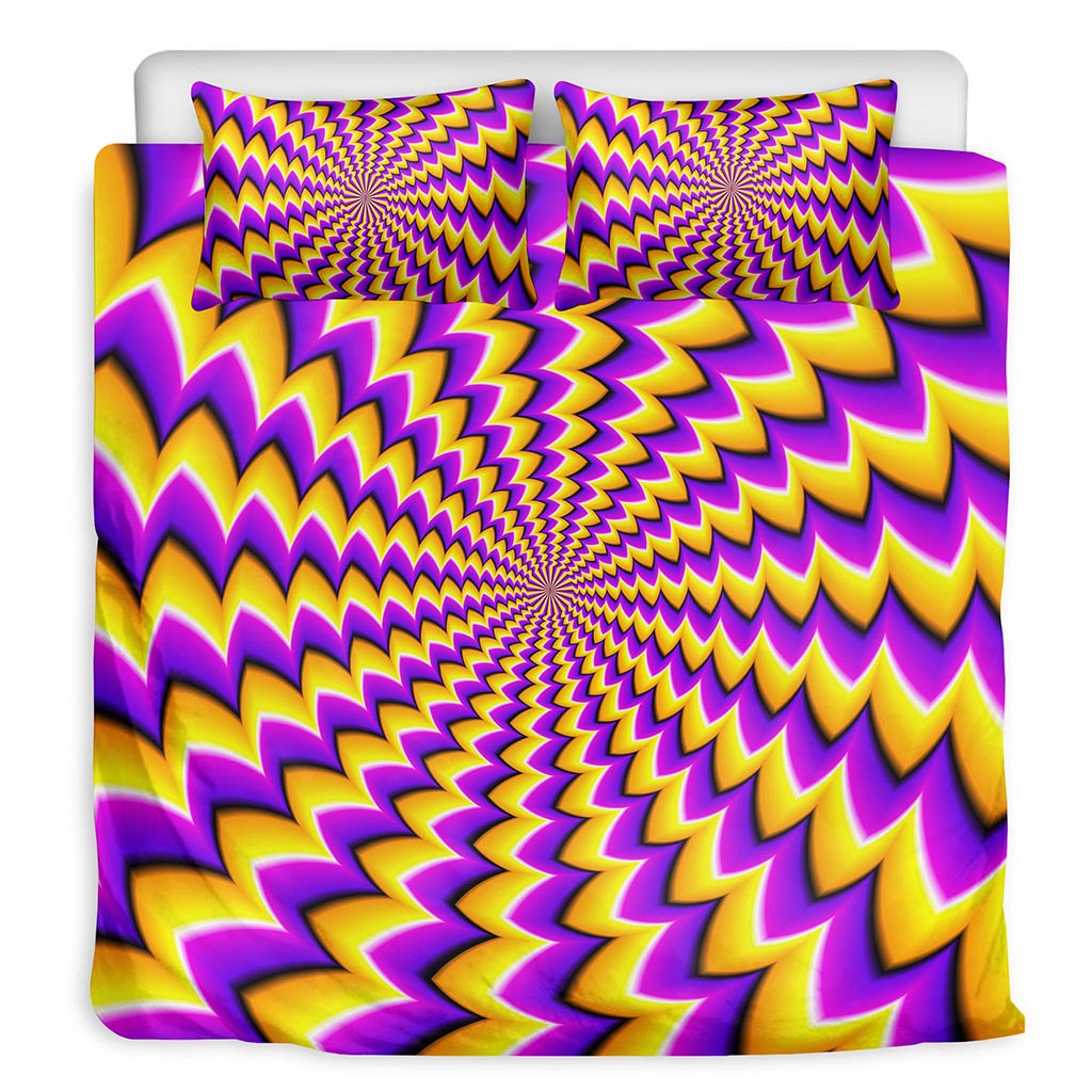Yellow Dizzy Moving Optical Illusion Duvet Cover Bedding Set