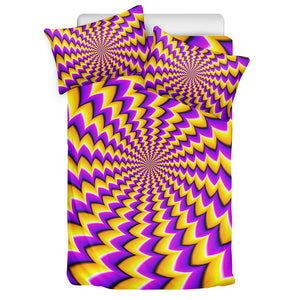 Yellow Dizzy Moving Optical Illusion Duvet Cover Bedding Set